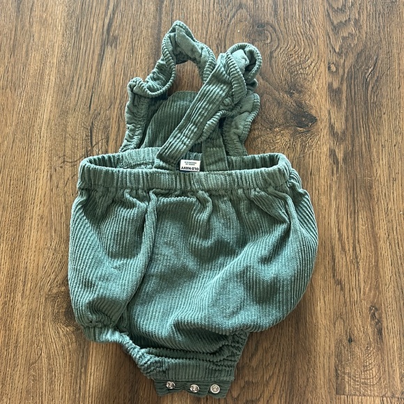 Old Navy 0-3 month green corduroy overall romper - Picture 2 of 2